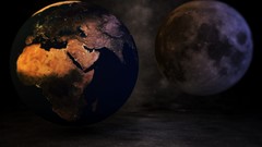 Night moon Europe Asia Earth Africa planets outer space