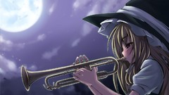 Night moon hats blondes blush long hair braids yellow eyes 