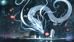 Night moon headphones Dragons Boats Umbrellas Chibi lanterns 