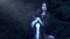 Night moon light woman Horses hood moonlight forests ponies
