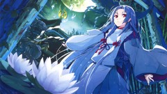 Night moon lotus kimono anime girls shrine original characters 