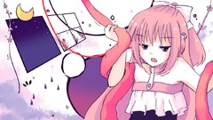 Night moon Ribbons pink hair long hair vocaloid utau purple eyes