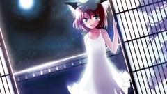 Night moon tears hats brunettes short hair touhou nekomimi 