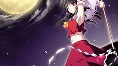 Night moon weapons anime girls hakurei reimu touhou miko