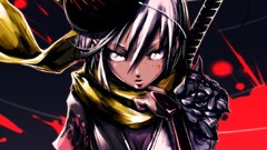 Night moon weapons Katana blood white hair Swords masks scarfs 