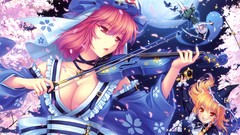 Night moon weapons Katana dress hats grin white hair red eyes 