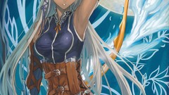 Night moon weapons white hair long hair full moon yellow eyes 