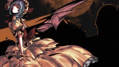 Night moon wings dress hats Vampires red eyes bows blue hair 