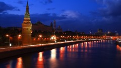 Night Moscow Kremlin rivers cityscapes