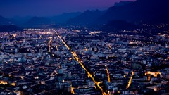 Night Mountains City Lights buildings cityscapes