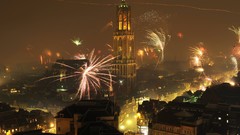 Night new year Europe fireworks Clock Tower cities