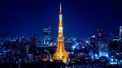 Night orange lights tower Tokyo cities night sky Tokyo Tower