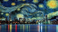Night paintings cityscapes Photo manipulation Vincent van Gogh 