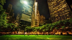 Night Park cityscapes new york city