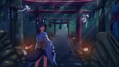 Night Photoshop anime girls brunettes short hair animal ears 