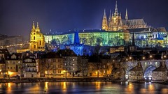 Night Prague cities cityscapes