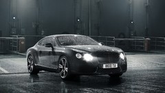 Night rain cars wheels vehicles bentley continental gt 