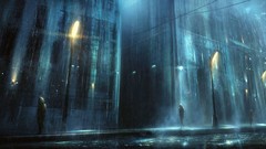 Night rain cities artwork