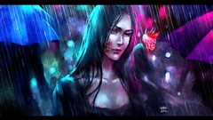Night rain eyes Tokyo artwork NanFe