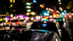 Night rain light cars cities