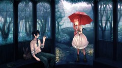 Night red Anime Garden Umbrellas hello anime girls bats anime 