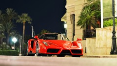 Night red cars Ferrari monaco ferrari enzo