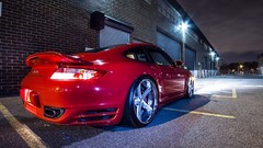 Night red lights tuning glow cars wheels Porsche garage 911 