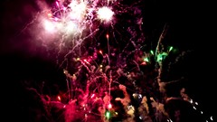 Night red pink white Green fireworks