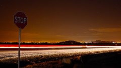 Night roads long exposure stop signs deserts light trails The 