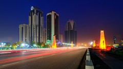 Night roads Russia buildings cities cityscapes Grozny City