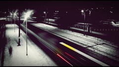 Night roads train stations