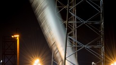 Night rocket launch long exposure