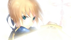 Night saber blondes green eyes fate stay night fate series