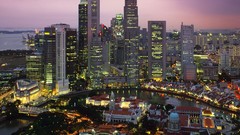 Night Singapore cities cityscapes