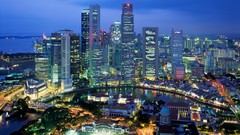 Night Singapore City Lights cities aerial cityscapes