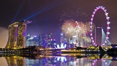 Night Singapore City Lights fireworks cities