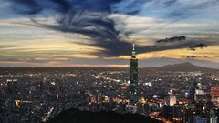 Night Skyscrapers buildings cityscapes