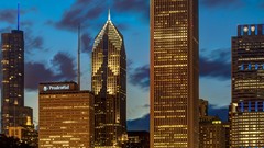 Night Skyscrapers Chicago USA buildings cityscapes