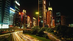 Night Skyscrapers Hong Kong buildings