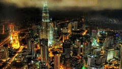 Night Skyscrapers kuala lumpur cityscapes long exposure