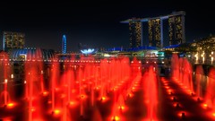 Night Skyscrapers Singapore architecture cityscapes