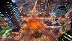 Night Skyscrapers traffic City Lights architecture cities 