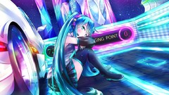 Night Stars Anime cars tie sitting long hair anime girls 