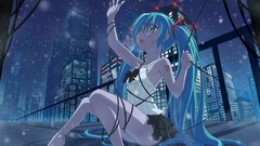 Night Stars anime girls hatsune miku vocaloid cityscapes 
