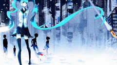 Night Stars blood Pencils skirts cities long hair anime girls 