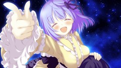 Night Stars blush anime girls short hair purple hair shida 