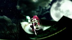 Night Stars clouds moon weapons Anime Swords long hair anime 