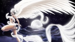 Night Stars clouds moon wings angels fantasy art