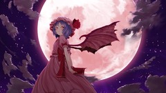 Night Stars clouds moon wings dress red dress bows full moon 