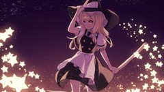 Night Stars dress hats witch bows blondes long hair anime girls 